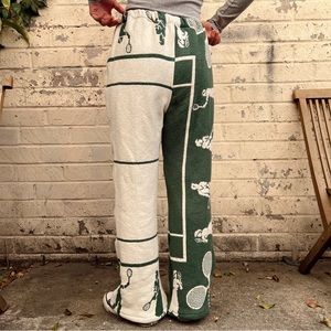 Handmade by Caro Uccellino split tennis woven blanket pant